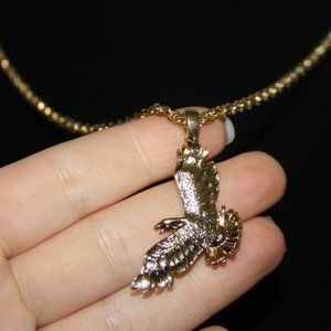 Men's gold chain necklace with eagle pendant 20"